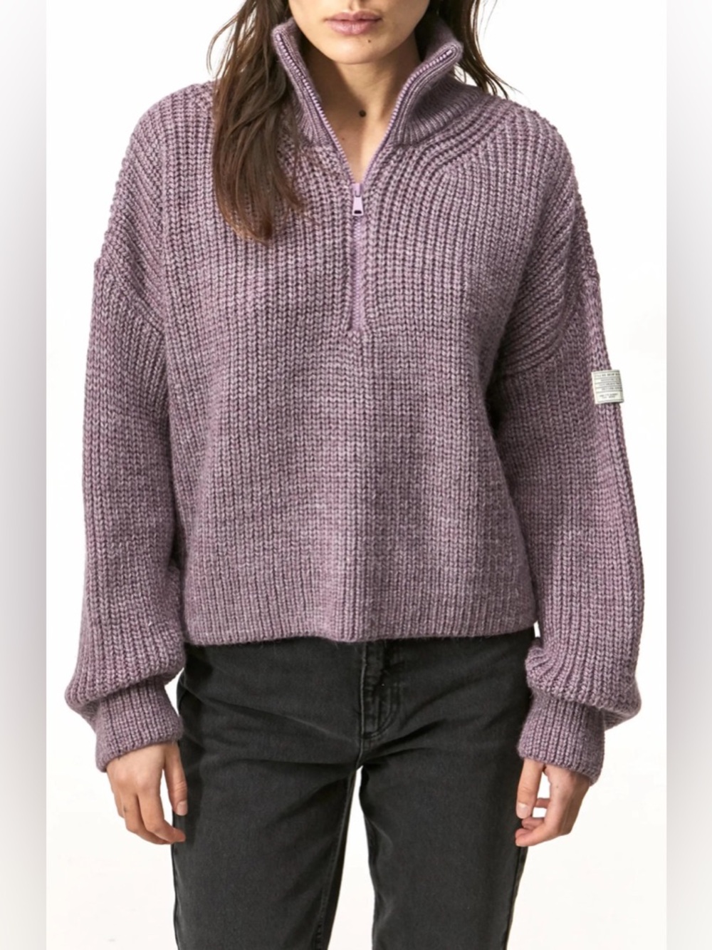 Urban Outfitters BDG Chunky Fisherman Purple Knit Quarter Zip Sweater in Size M